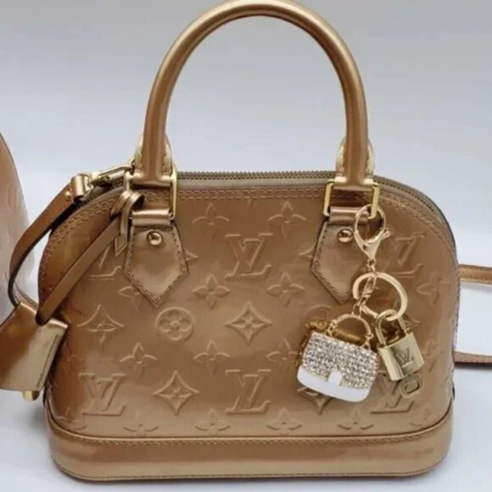 Authentic Louis Vuitton Padlock & Key Gold ✨Unbranded Bag Charm Keychain - Picture 7 of 7